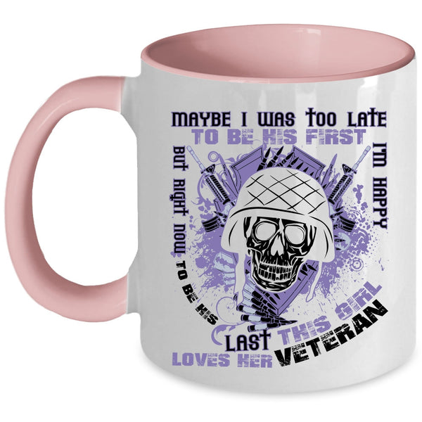 Cute Veteran's Wife Coffee Mug, This Girl Loves Her Veteran Accent Mug
