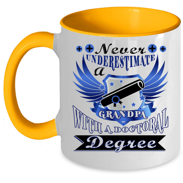 Old Doctor Coffee Mug, Grandpa With A Doctoral Degree Accent Mug