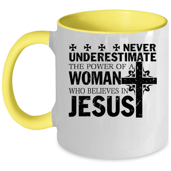 Cool Woman Coffee Mug, Woman Believes In Jesus Accent Mug