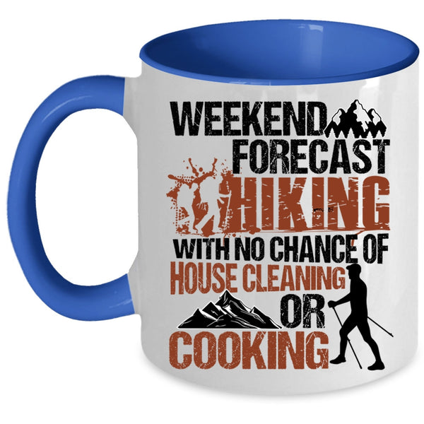 I Love Hiking Coffee Mug, Weekend Forecast Hiking Accent Mug