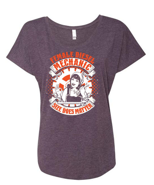 Female Diesel Mechanic T Shirt, Being A Mechanic T Shirt, Cool Shirt (Ladies' Triblend Dolman Sleeve)