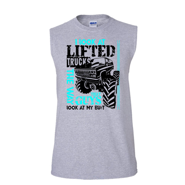 I Look At Lifted Trucks T Shirt, I'm A Trucker T Shirt, Awesome t-shirts (Men's Cotton Sleeveless)