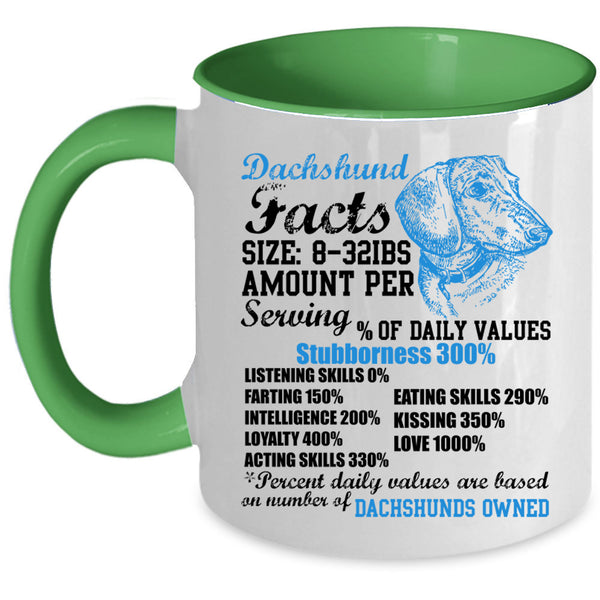 Gift For Dachshund Owner Coffee Mug, Dachshund Facts Accent Mug