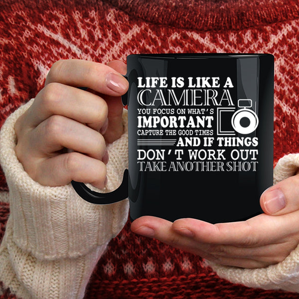 Life Is Like A Camera Coffee Mug, Cute Photographers Coffee Cup
