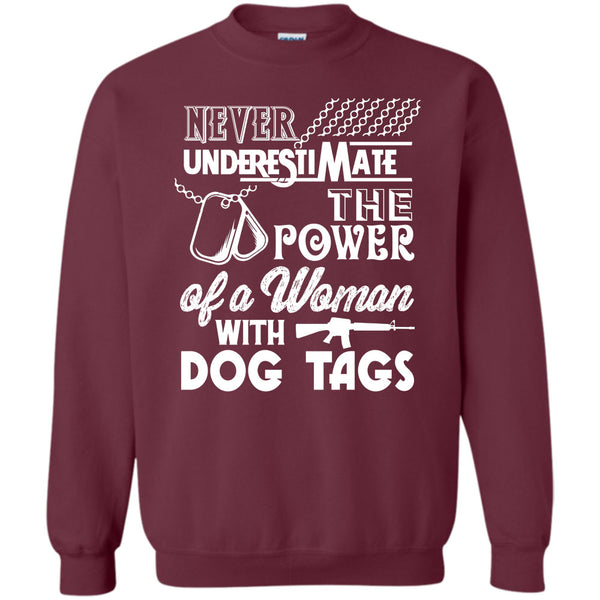 Coolest Veteran Mom T Shirt, The Power Of A Woman With A Dog Tag Sweatshirt