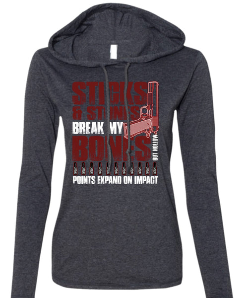 Sticks And Stones T Shirt, Being A Gunner T Shirt (Anvil Ladies Ringspun Hooded)