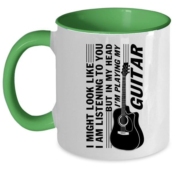 Cool Guitarist Coffee Mug, In My Head I'm Playing My Guitar Accent Mug