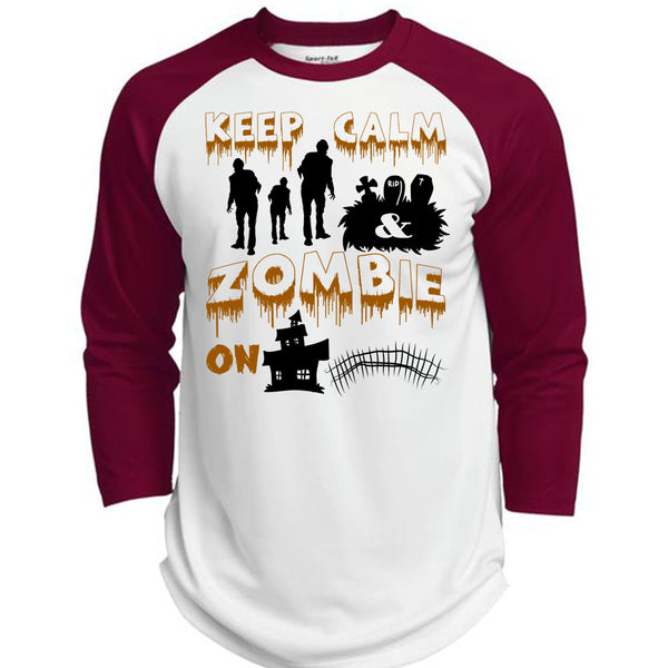 Keep Calm Zombie On T Shirt, Wait For Halloween T Shirt, Awesome T-Shirts  (Polyester Game Baseball Jersey)