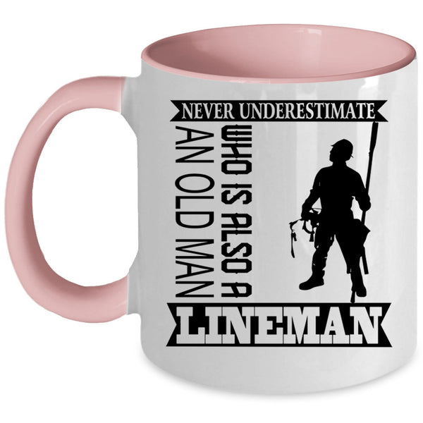 Funny Grandpa Coffee Mug, An Old Man Is A Lineman Accent Mug