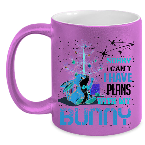 Cool Christmas Coffee Mug, I Have Plans With My Bunny Accent Mug