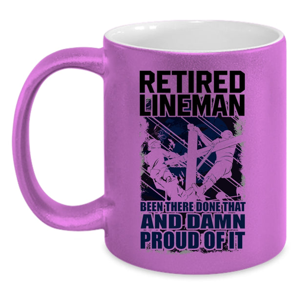 Cool Retirement Coffee Mug, Retired Lineman Accent Mug