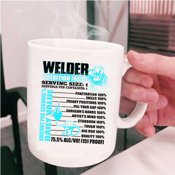Cool Gift For Welders Coffee Mug, Welder Nutrition Facts Cup