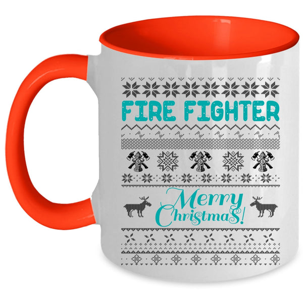 Merry Christmas Coffee Mug, Fire Fighter Accent Mug