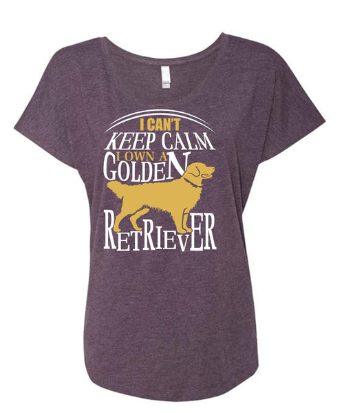 I Own A Golden Retriever T Shirt, My Pets T Shirt, Cool Shirt (Ladies' Triblend Dolman Sleeve)