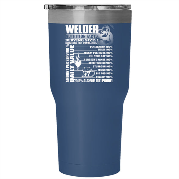 Welder Nutrition Facts Tumbler 30 oz Stainless Steel, Cool Gift For Welders Travel Mug