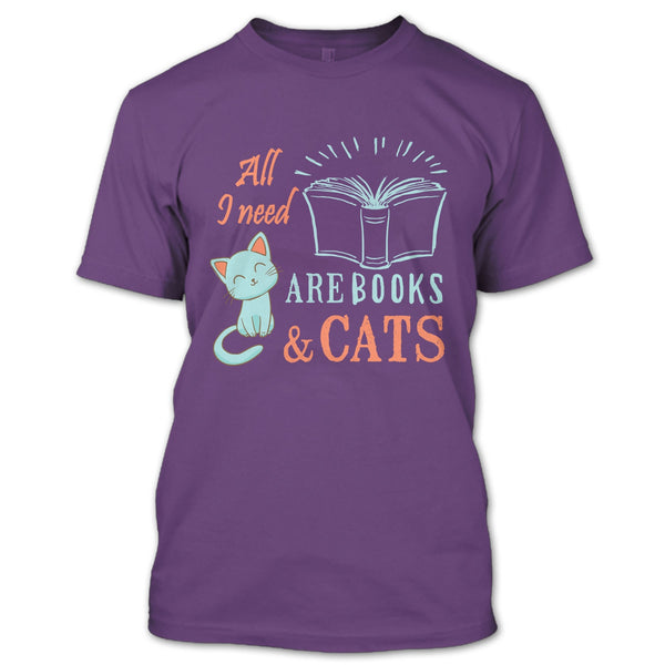 All I Need Are Books & Cats T Shirt, I Love My Cat T Shirt