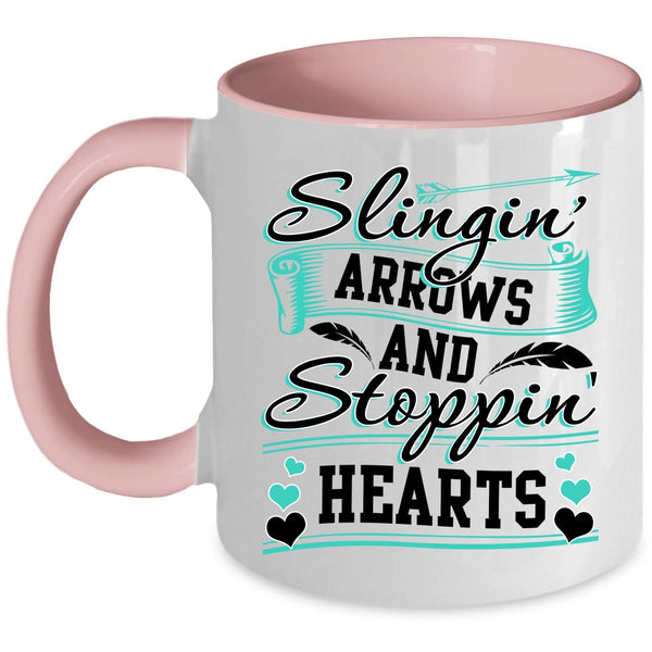 Stopping Heart Coffee Mug, Slinging Arrows Accent Mug