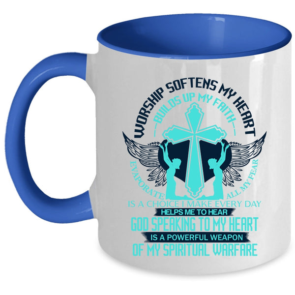 Awesome Coffee Mug, Worship Softens My Heart Accent Mug