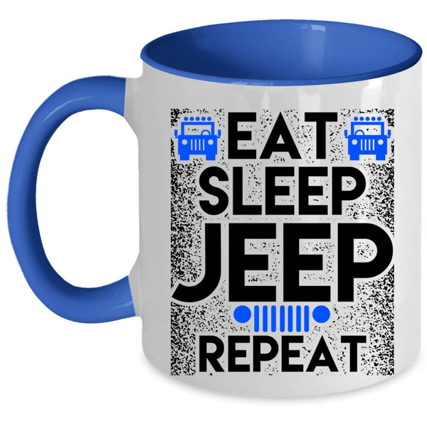 Awesome Jeep Coffee Mug, Eat Sleep Jeep Repeat Accent Mug