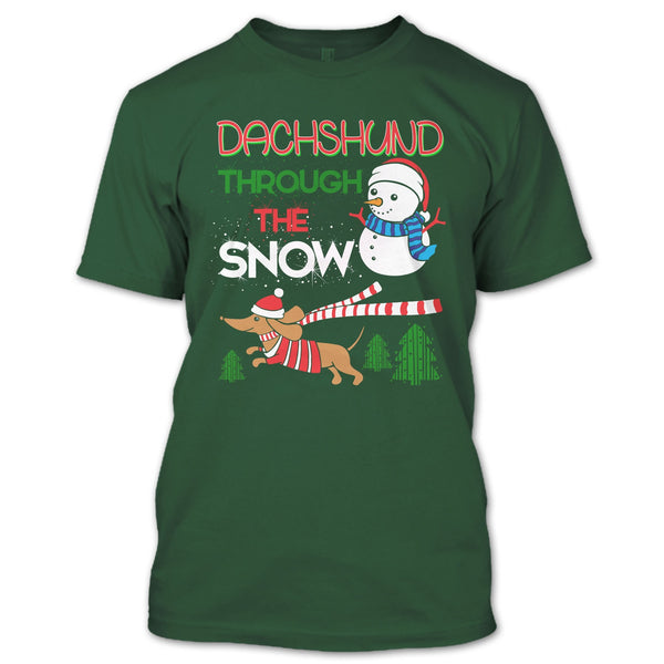 Dachshund Through The Snow T Shirt, Coolest Merry Christmas T Shirt