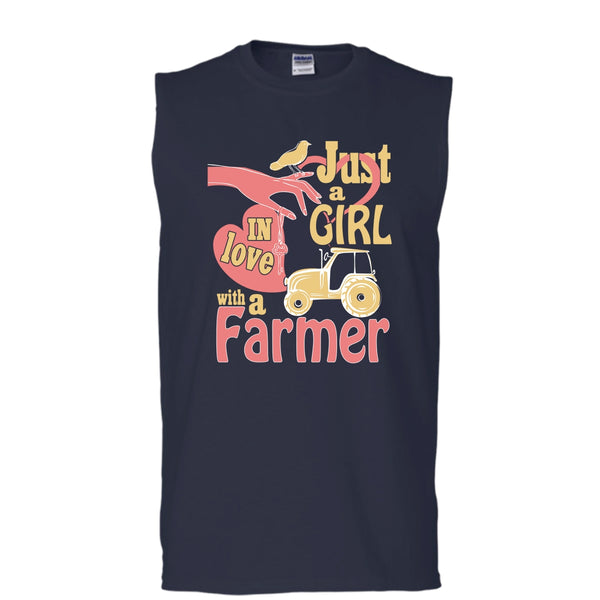 Just A Girl T Shirt, In Love With A Farmer T Shirt, Cool T Shirt (Men's Cotton Sleeveless)