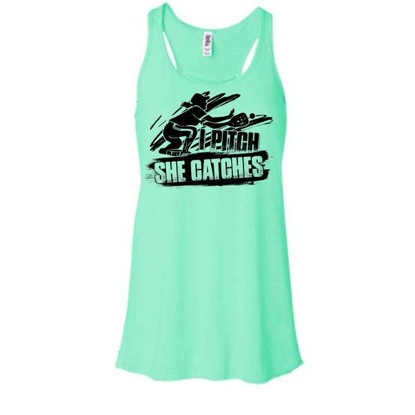 I Pitch She Catches T Shirt, Gift For Baseball Player Tank Top