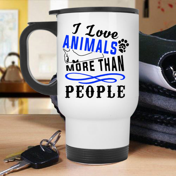 Lovely Gift For Zoologist Travel Mug, I Love Animals Mug