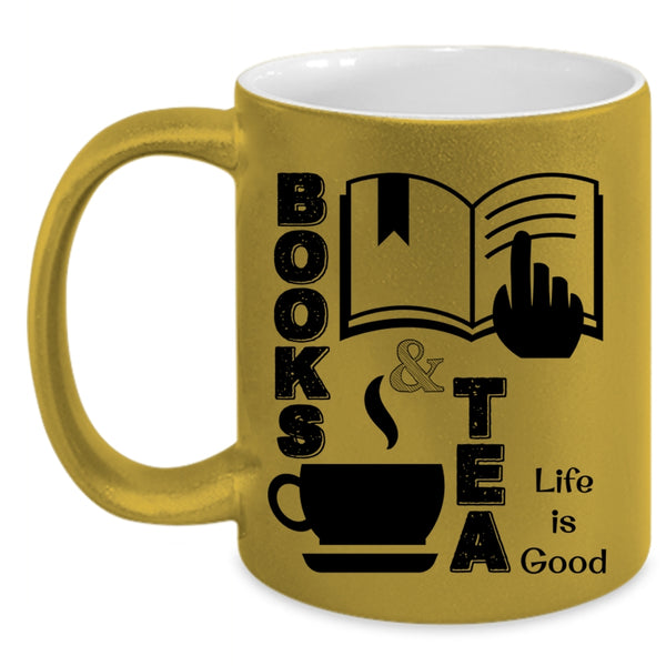 Life Is Good Coffee Mug, Books And Tea Accent Mug