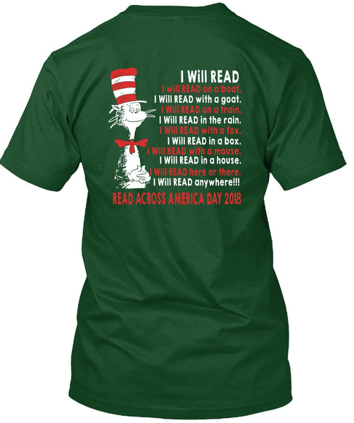 The Cat in the Hat T Shirt, I Will Read With A Mouse T Shirt, I Will Read In A House T Shirt