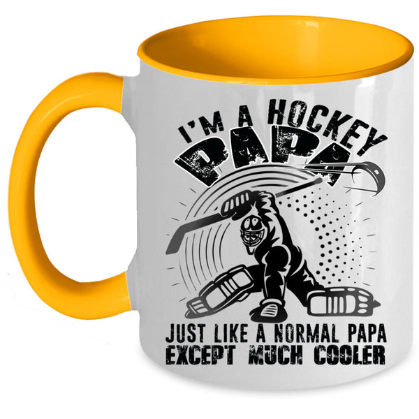 Gift For Dad Coffee Mug, I'm A Hockey Papa Accent Mug