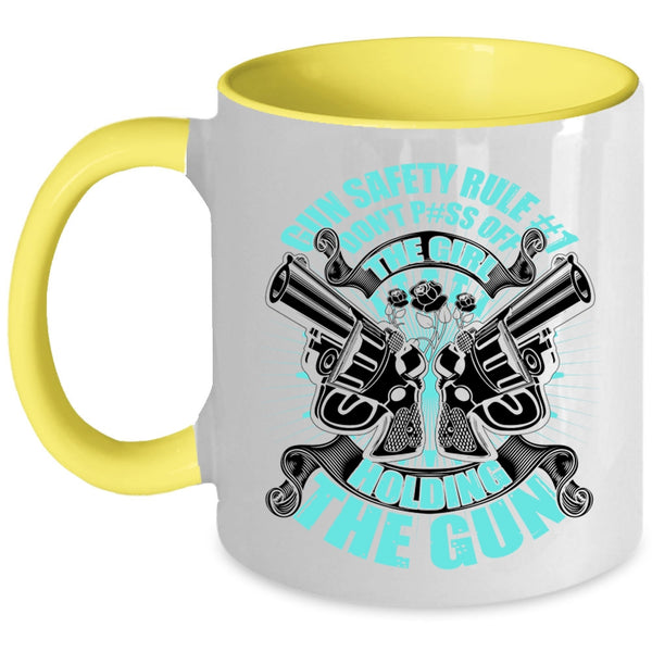 Funny Gift For Gunner Coffee Mug, The Girl Holding The Gun Accent Mug
