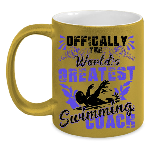 Cute Swimming Coach Coffee Mug, The World's Greatest Swimming Coach Accent Mug