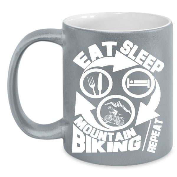 Eat Sleep Mountain Biking Coffee Mug, I Love Mountain Biking Coffee Cup
