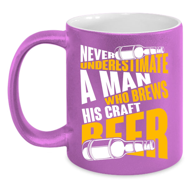 A Man Brews His Craft Beer Coffee Mug, Funny Beer Drinker Coffee Cup