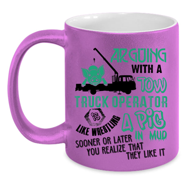 Cool Gift For Trucker Coffee Mug, Tow Truck Operator Accent Mug