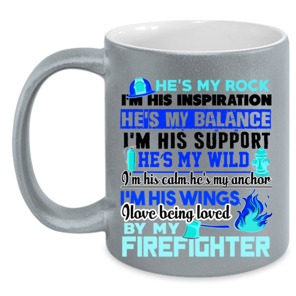 Cool Couple Coffee Mug, I Love Being Loved By My Firefighter Accent Mug