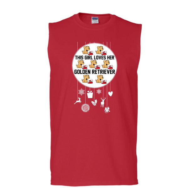 This Girl Loves Her Golden Retriever T Shirt, Coolest Dog Lover Tank Top (Men's Cotton Sleeveless)