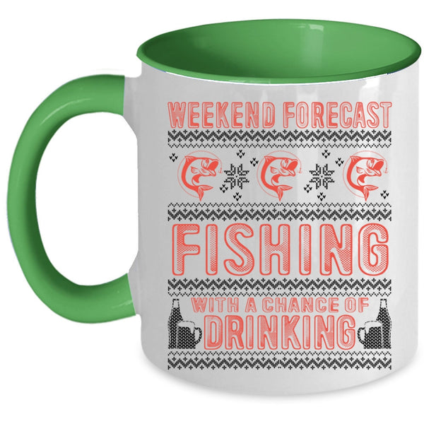Chance Of Drinking Coffee Mug, Weekend Forecast Fishing Accent Mug