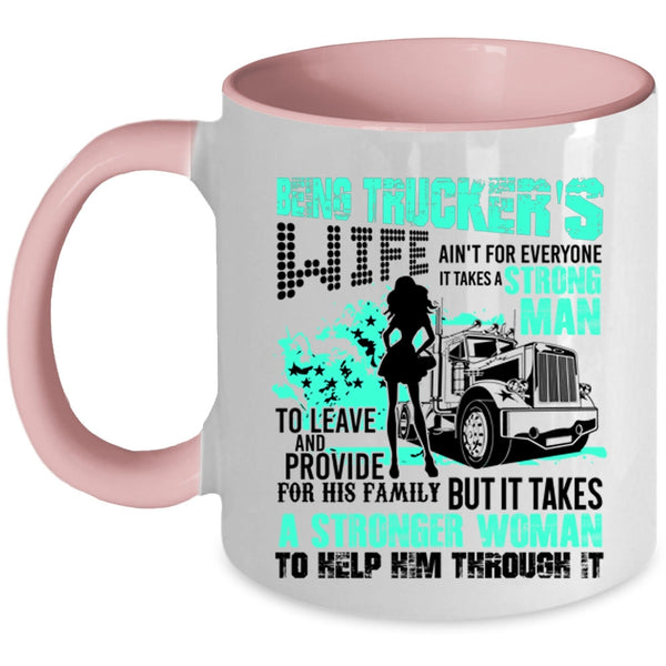 Cool Just Married Coffee Mug, Being Trucker's Wife Accent Mug