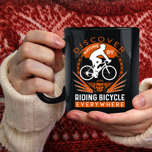 Riding Bicycle Coffee Mug, Cool Gift For Biker Coffee Cup
