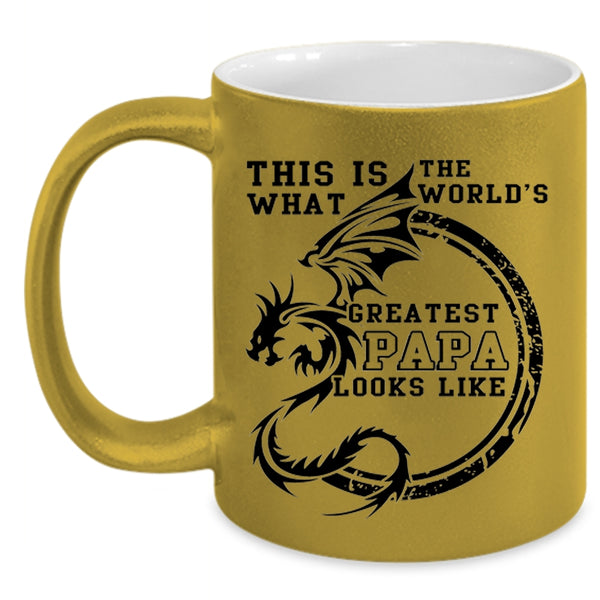 Cool Papa Coffee Mug, What The World's Greatest Papa Looks Like Accent Mug