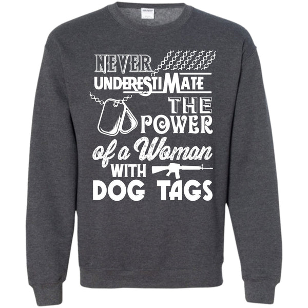 Coolest Veteran Mom T Shirt, The Power Of A Woman With A Dog Tag Sweatshirt