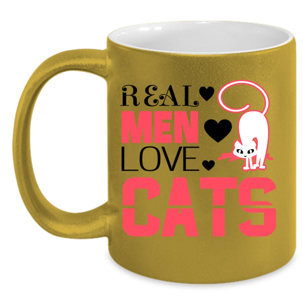 Awesome Gift For My Son Coffee Mug, Real Men Love Cats Accent Mug