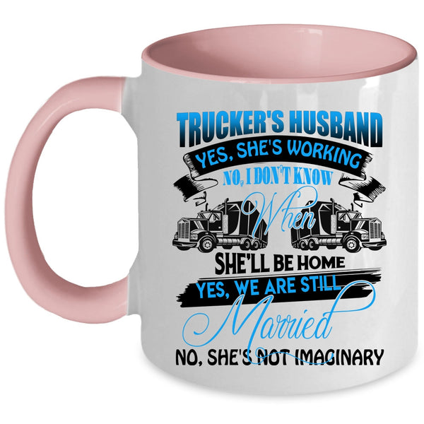 Cool Just Married Coffee Mug, Trucker's Husband Accent Mug