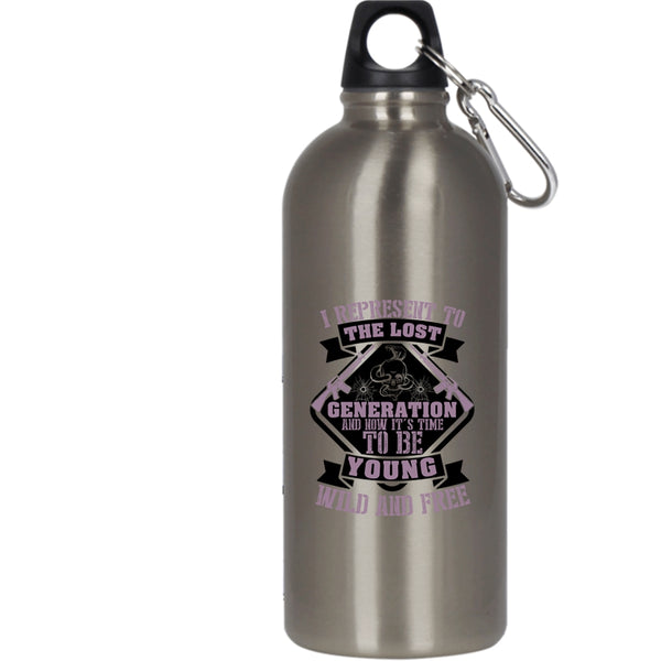 It's Time To Be Young Wild And Free 20 oz Stainless Steel Bottle,Funny Outdoor Sports Water Bottle