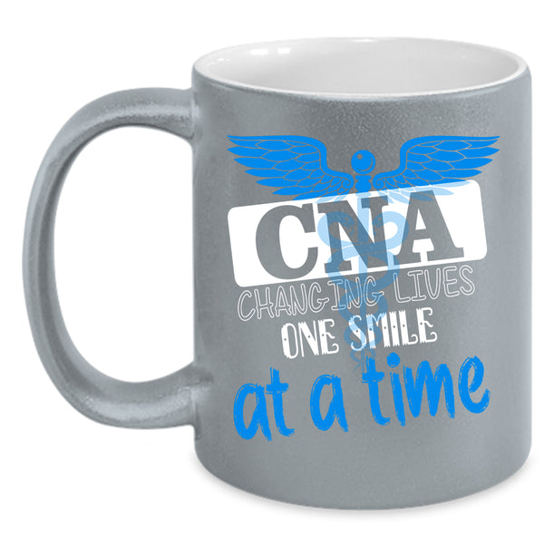 CNA Changing Lives One Smile At A Time Coffee Mug, Cool Nurses Coffee Cup