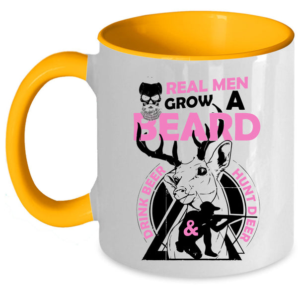 Cool Husband Coffee Mug, Real Men Grow A Beard Drink Beer And Hunt Deer Accent Mug
