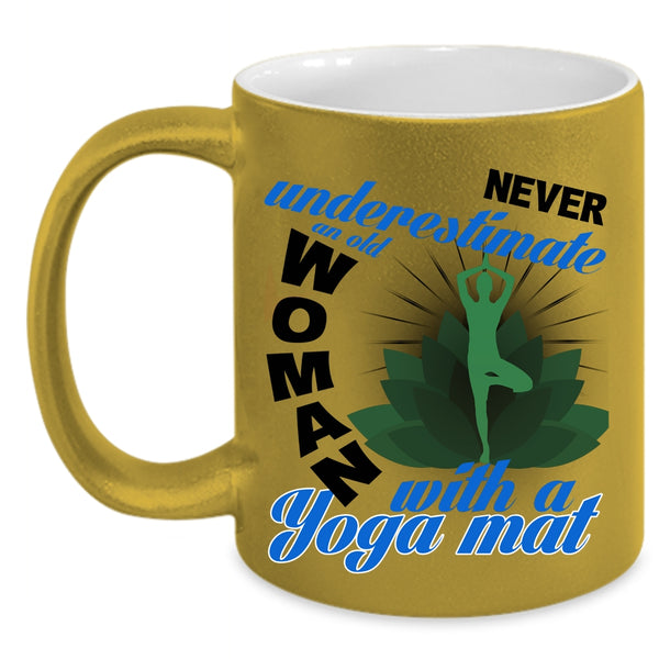 Awesome Grandma Coffee Mug, An Old Woman With A Yoga Mat Accent Mug
