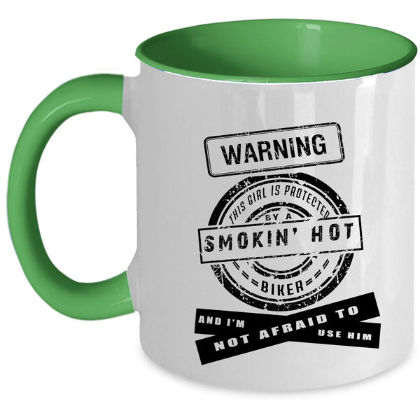 I Love Biker Coffee Mug, This Girl Is Protected By A Hot Biker Accent Mug