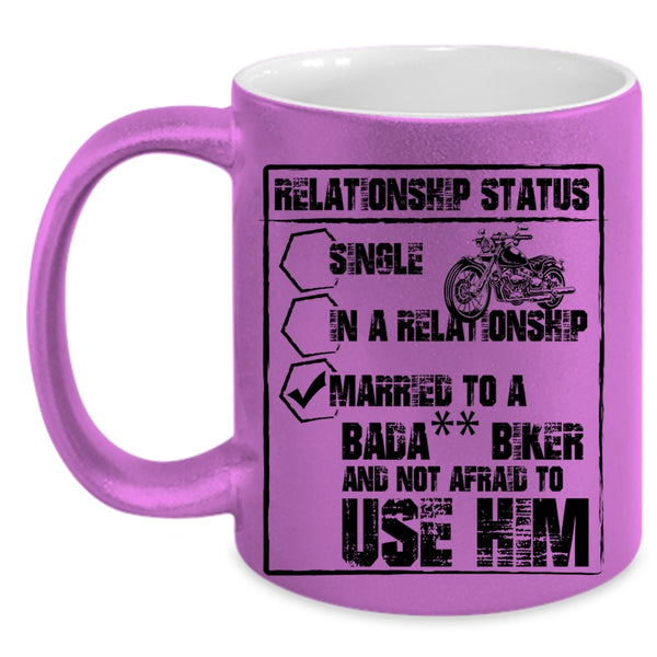 Married To A Biker Coffee Mug, Relationship Status Accent Mug